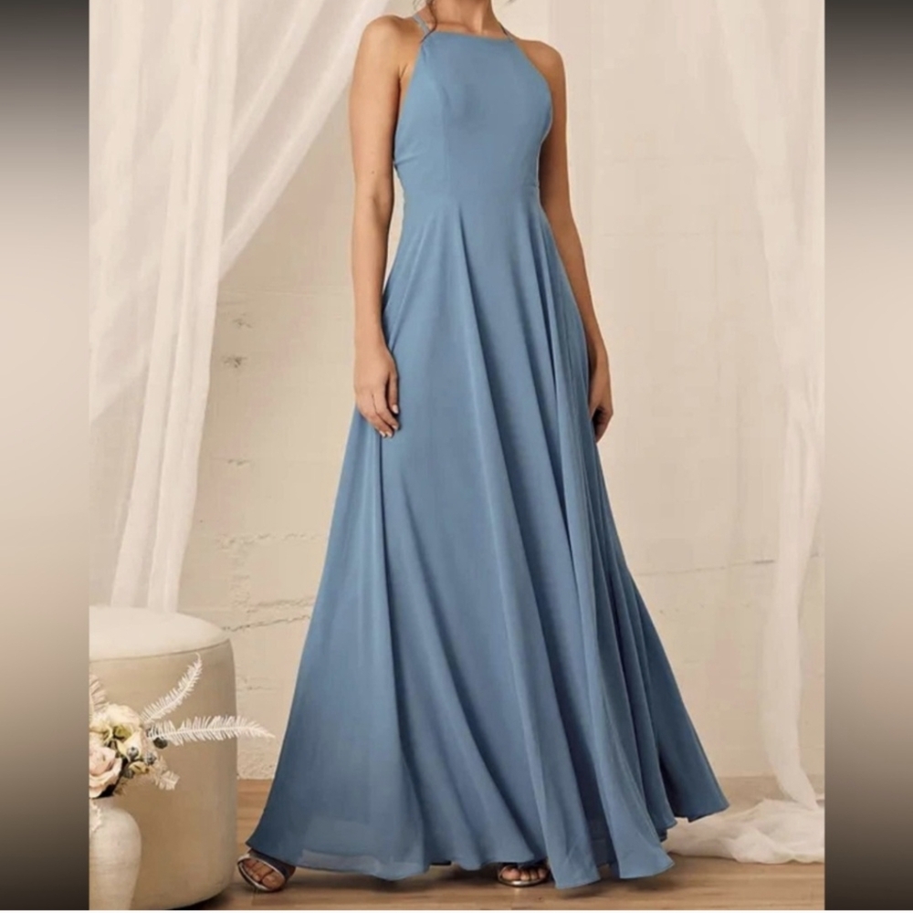 Lulu's Slate Blue Maxi Dress Size XL